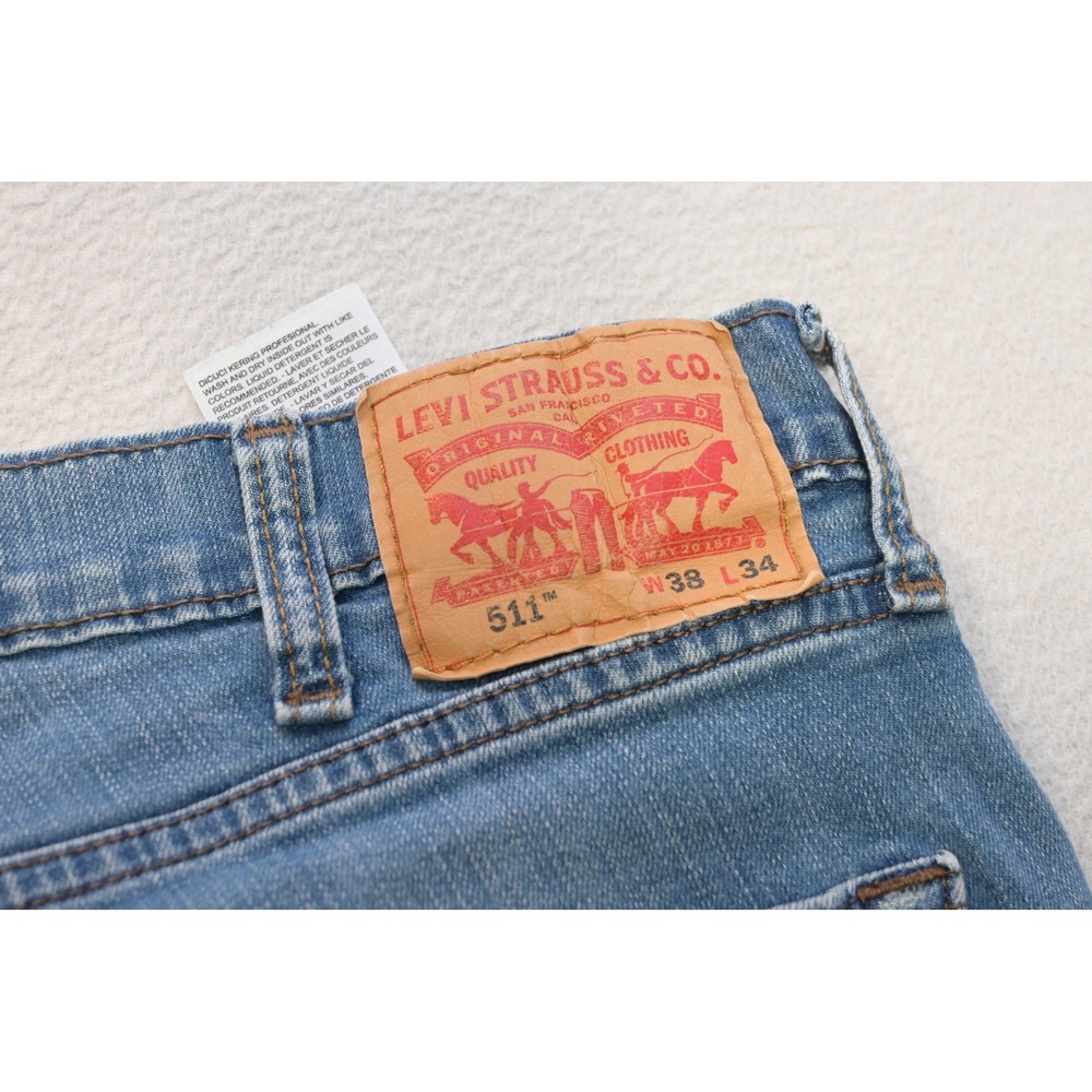 Levi's 511 Slim Fit Jeans Mens 38x34 Light Blue Stretch Denim Excellent